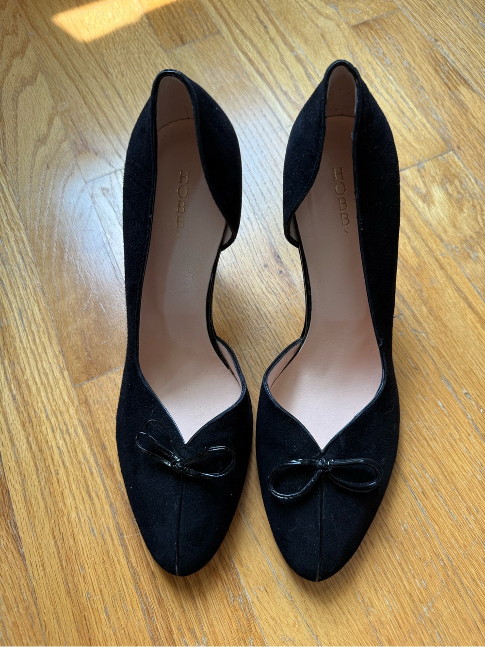 Hobbs London Black Suede D'Orsay Bow Pumps Made in Italy EU 40 US‎ 9
